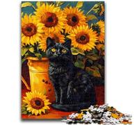 Puzzles pour Adolescents 1000 Puzzles Tournesol et Chat Noir Entraînez Votre Cerveau et Vos Mains Cadeaux pour Les Amis et la Famille 50x75cm