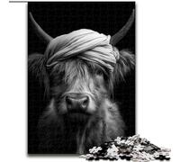 Puzzles pour Adolescents 1000 Puzzles Yak Noir et Blanc, Jeu Familial Anti-Stress, défi Difficile, renforce l'amour Entre Couples (Taille 26x38cm)