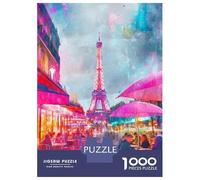 Puzzles pour Adolescents 1000 Rainy Day Paris Eiffel Tower Puzzles pour Adultes Jouets Anti-Stress Cadeaux pour Femmes Idéal comme Cadeau pour Toute La Famille 70x50cm/1000pcs