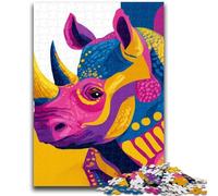 Puzzles pour Adolescents 1000 rhinocéros mystérieux Jeu éducatif Familial Décoration Murale Cadeaux d'anniversaire et de Noël Uniques 50x75cm