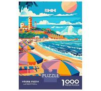Puzzles pour Adolescents 1000 Rimini Beach Bliss Puzzle Jeux Amusants Décoration Parfaite Offre Cadeau pour Toute La Famille 38x26cm/1000pcs