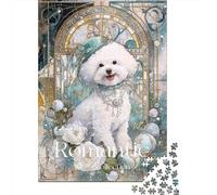 Puzzles pour Adolescents 1000 Romantic Bichon Frise Art Print Puzzles pour Adultes, Jouets À Monter Soi-même, Cadeau d'anniversaire Idéal pour Toute La Famille 52x38cm/1000pcs