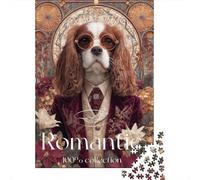 Puzzles pour Adolescents 1000 Romantic Dog Art Print-1 Puzzles pour Adultes, Jouets À Monter Soi-même, Cadeau d'anniversaire Idéal pour Toute La Famille 70x50cm/1000pcs