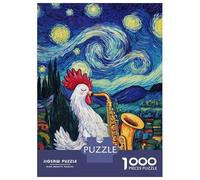 Puzzles pour Adolescents 1000 Rooster Plays Saxophone Puzzle pour Adultes Jeu De Réflexion Analyse Et Logique Cadeaux Anti-Stress 38x26cm/1000pcs