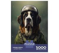 Puzzles pour Adolescents 1000 Saint Bernard Soldier Puzzle Jeux Amusants Décoration Parfaite Offre Cadeau pour Toute La Famille 52x38cm/1000pcs
