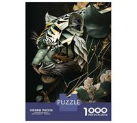 Puzzles pour Adolescents 1000 Silver Tiger Flowers Puzzle Jeux Amusants Décoration Parfaite Offre Cadeau pour Toute La Famille 52x38cm/1000pcs