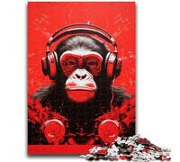 Puzzles pour Adolescents 1000 singes avec écouteurs Jeu Stimulant et Jeu Familial Décoration Murale Cadeaux d'anniversaire et de Noël Uniques 50x75cm