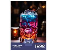 Puzzles pour Adolescents 1000 Skull-Shaped Cocktail Glass Casse-têtes pour Adultes - Idée Cadeau Parfaite pour Toute La Famille 38x26cm/1000pcs