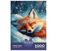 Puzzles pour Adolescents 1000 Sleepy Fox in Snow Puzzles pour Adultes Jeu Manuel D'assemblage De Motifs Offre Spéciale pour Toute La Famille 52x38cm/1000pcs