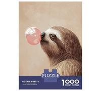 Puzzles pour Adolescents 1000 Sloth Bubble Gum Funny Animal Puzzles pour Adultes Jeu Manuel D'assemblage De Motifs Offre Spéciale pour Toute La Famille 52x38cm/1000pcs