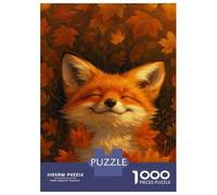 Puzzles pour Adolescents 1000 Smiling Fox in Autumn Leaves Puzzles pour Adultes Jeu Manuel D'assemblage De Motifs Offre Spéciale pour Toute La Famille 52x38cm/1000pcs