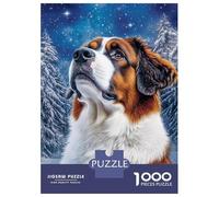 Puzzles pour Adolescents 1000 Starry Night Saint Bernard Puzzle Adulte Casse-tête Jeu De Vitesse Manuelle pour Anniversaire, Noël 38x26cm/1000pcs