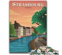 Puzzles pour Adolescents 1000 Strasbourg Jeu Stimulant et Jeu Familial Décoration Murale Cadeaux d'anniversaire et de Noël Uniques (Taille 50x75cm)