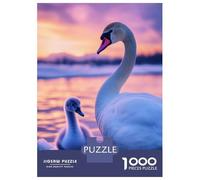 Puzzles pour Adolescents 1000 Swan and Cygnet at Sunset Puzzles pour Adolescents Jeux Relaxants Améliore La Mémoire Cadeaux d'anniversaire Et Idées Cadeaux Uniques 70x50cm/1000pcs