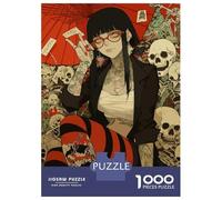 Puzzles pour Adolescents 1000 Tattooed Anime Girl with Skulls Puzzle Jeux Amusants Décoration Parfaite Offre Cadeau pour Toute La Famille 38x26cm/1000pcs