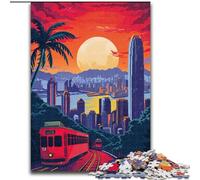 Puzzles pour Adolescents 1000 Tramway de Hong Kong, pour Les 14 Ans et Plus pour Un Jeu éducatif défi Jouet Cadeau pour Les Anniversaires 50x75cm