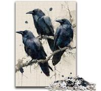 Puzzles pour Adolescents 1000 Trois Corbeaux Noirs Jeu éducatif Défi Jouet Décoration Murale Cadeaux d'anniversaire et de Noël Uniques 26x38cm