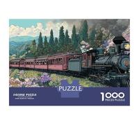 Puzzles pour Adolescents 1000 Vintage Steam Train Journey Through Lush Gardens Puzzles pour Adultes, Jouets À Monter Soi-même, Cadeau d'anniversaire Idéal pour Toute La Famille 70x50cm/1000pcs