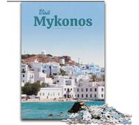 Puzzles pour Adolescents 1000 Visitez Mykonos, Jouets éducatifs pour est idéal comme Cadeau pour Toute la Famille pour et 14 Ans 26x38cm