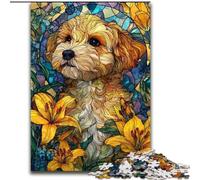 Puzzles pour Adolescents 1000 vitraux Chien, Jouet éducatif et décompressant, Cadeau d'anniversaire, décoration Murale (Taille 26x38cm)