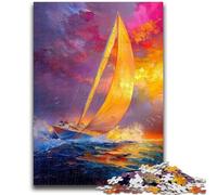 Puzzles pour Adolescents 1000 voiliers Peinture à l'huile Jeu éducatif Familial Décoration Murale Cadeaux d'anniversaire et de Noël Uniques 26x38cm