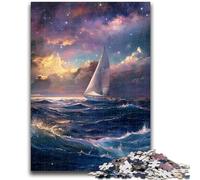 Puzzles pour Adolescents 1000 voiliers sur la mer sous la Galaxie Soulagement du Stress Séjour Tuer Le Temps Décoration Parfaite pour Les 14 Ans et Plus 50x75cm
