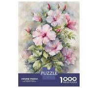 Puzzles pour Adolescents 1000 Watercolor Hibiscus Bouquet Puzzles pour Adultes Jeu Manuel D'assemblage De Motifs Offre Spéciale pour Toute La Famille 38x26cm/1000pcs