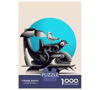 Puzzles pour Adolescents 1000 Whale, Otter, and Seagull Illustration Puzzle Jeux Amusants Décoration Parfaite Offre Cadeau pour Toute La Famille 38x26cm/1000pcs