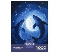Puzzles pour Adolescents 1000 Whale Silhouettes Under Moon Puzzles pour Adultes Jeu Manuel Anti-Stress Stimule Le Cerveau 52x38cm/1000pcs