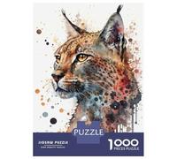 Puzzles pour Adolescents 1000 Wild Cat Watercolor Puzzle Adulte Casse-tête Jeu De Vitesse Manuelle pour Anniversaire, Noël 70x50cm/1000pcs