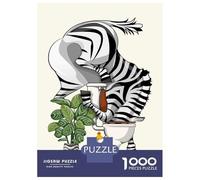 Puzzles pour Adolescents 1000 Zebra Drinking from Toilet Puzzles pour Adultes Jeu Manuel Anti-Stress Stimule Le Cerveau 38x26cm/1000pcs