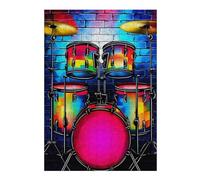 Puzzles pour Adolescents 1000pcs(38x26cm) Colorful Drum Set Artwork Puzzles pour Adultes Jeux De Société Cadeau d'anniversaire pour Les Gamers 1000pcs(38x26cm)