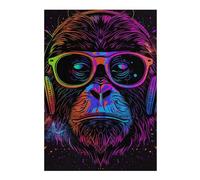 Puzzles pour Adolescents 1000pcs(38x26cm) Colorful Monkey Headphones Art Puzzles pour Adultes Jeux De Société Cadeau d'anniversaire pour Les Gamers 1000pcs(38x26cm)