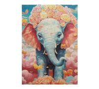 Puzzles pour Adolescents 1000pcs(38x26cm) Floral Elephant Fantasy Art Print Jeu De Puzzle Casse-tête, Jeu Stimulant pour Passer Le Temps À La Maison, Cadeaux 1000pcs(38x26cm)