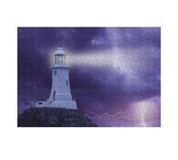 Puzzles pour Adolescents 1000pcs(38x26cm) Lighthouse Storm Lightning Purple Sky Puzzles pour Adultes, Jouets À Monter Soi-même, Décoration Et d'anniversaire 1000pcs(38x26cm)