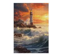 Puzzles pour Adolescents 1000pcs(38x26cm) Lighthouse Sunset Ocean Waves Puzzle, Jouet, Décoration Murale, Loisirs À La Maison, Cadeaux d'anniversaire Et De Noël Uniques 1000pcs(38x26cm)