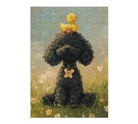Puzzles pour Adolescents 1000pcs(38x26cm) Puzzles Adorable Poodle with Rubber Duck Puzzles pour Adultes Jeux Relaxants Assemblage De Motifs pour Anniversaire, Noël 1000pcs(38x26cm)
