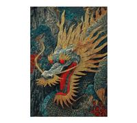 Puzzles pour Adolescents 1000pcs(38x26cm) S Golden Chinese Dragon Artwork Puzzles pour Adultes Jeux De Société Cadeaux pour Femmes Cadeaux Anti-Stress 1000pcs(38x26cm) S