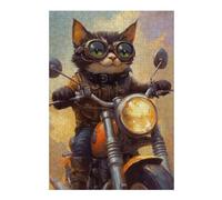 Puzzles pour Adolescents 1000pcs(38x26cm) S Puzzles Steampunk Cat Biker Art Print Puzzles pour Adultes Jeux Relaxants Assemblage De Motifs pour Anniversaire, Noël 1000pcs(38x26cm) S