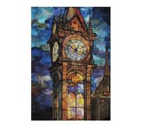 Puzzles pour Adolescents 1000pcs(38x26cm) Stained Glass Clock Tower-2 Puzzles pour Adultes, Jeu De Réflexion, Anti-Stress, Activités Amusantes À Faire À La Maison, 1000pcs(38x26cm)