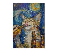 Puzzles pour Adolescents 1000pcs(38x26cm) Starry Night Cat with Beer -3 Puzzles pour Adultes, Jeu De Réflexion, Anti-Stress, Activités Amusantes À Faire À La Maison, 1000pcs(38x26cm)