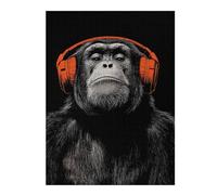 Puzzles pour Adolescents 1000pcs(52x38cm) Chimpanzee with Headphones Music Art Print Jeu De Puzzle Casse-tête, Jeu Stimulant pour Passer Le Temps À La Maison, Cadeaux 1000pcs(52x38cm)