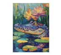 Puzzles pour Adolescents 1000pcs(52x38cm) Colorful Alligator Pond Scene Puzzles pour Adultes, Jeu De Réflexion, Anti-Stress, Activités Amusantes À Faire À La Maison, 1000pcs(52x38cm)
