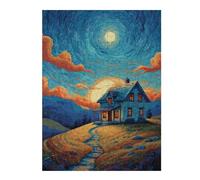 Puzzles pour Adolescents 1000pcs(52x38cm) Cozy Moonlit Cottage Scene -1 Jeu De Puzzle Casse-tête, Jeu Stimulant pour Passer Le Temps À La Maison, Cadeaux 1000pcs(52x38cm)