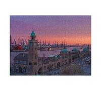 Puzzles pour Adolescents 1000pcs(52x38cm) Harbor Sunset with Clock Tower Puzzles pour Adolescents, Jouets Anti-Stress, Une Œuvre d'art, Activités Amusantes À La Maison, 1000pcs(52x38cm)