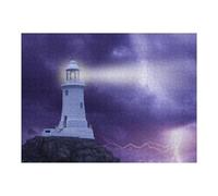 Puzzles pour Adolescents 1000pcs(52x38cm) Lighthouse Storm Lightning Purple Sky Puzzles pour Adultes, Jouets À Monter Soi-même, Décoration Et d'anniversaire 1000pcs(52x38cm)