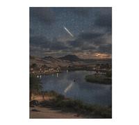 Puzzles pour Adolescents 1000pcs(52x38cm) Meteor Shower Over Desert Oasis Jeu De Puzzle Casse-tête, Jeu Stimulant pour Passer Le Temps À La Maison, Cadeaux 1000pcs(52x38cm)