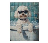 Puzzles pour Adolescents 1000pcs(52x38cm) Poodle in Bathtub with Sunglasses Puzzles pour Adultes, Jeux Relaxants, Course De Vitesse Manuelle, Cadeau d'anniversaire, Cadeaux, 1000pcs(52x38cm)