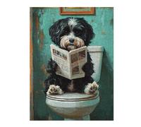 Puzzles pour Adolescents 1000pcs(52x38cm) Puzzles Dog Reading Newspaper on Toilet-1 Puzzles pour Adultes Jeux Relaxants Assemblage De Motifs pour Anniversaire, Noël 1000pcs(52x38cm)