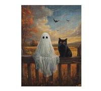 Puzzles pour Adolescents 1000pcs(52x38cm) Puzzles Ghostly Black Cat Fence Puzzles pour Adultes Jeux Relaxants Assemblage De Motifs pour Anniversaire, Noël 1000pcs(52x38cm)